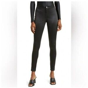 Skims High Rise Skinny Disco Pants Pockets Onyx Black Contemporary Size XSmall